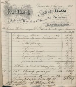 Jeden z rachunków Fabryki Cegielskiego z 1858 roku